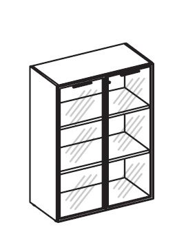 Шкаф средний широкий со стеклянными дверьми орех (шпон)