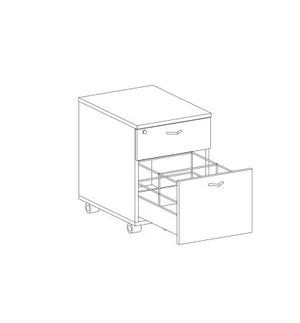 Тумба выкатная, 2 ящика ПВХ с доводчиками вяз