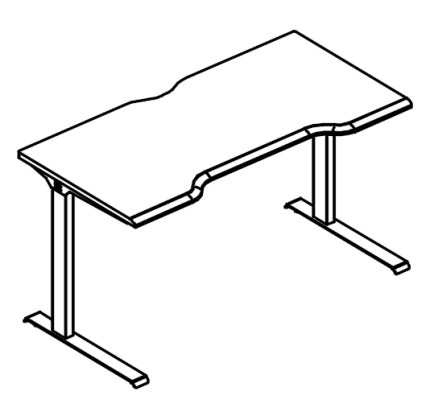  Стол эргономичный "Симметрия" на металлокаркасе МL (1 скос) вяз либерти / антрацит
