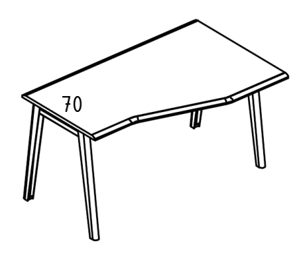 Стол Техно на каркасе МТ (2 скоса) правый вяз либерти / белый, вставка белая