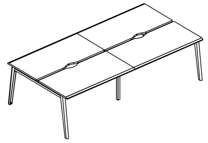 Рабочая станция на каркасе МТ 1 скос (4х160)  вяз либерти / белый, вставка белая