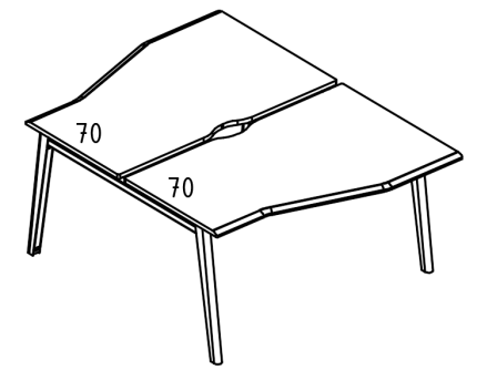 Рабочая станция Техно на каркасе МТ 1 скос (2х120)  вяз либерти / белый, вставка белая