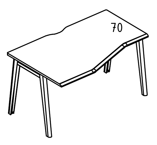 Стол Техно на металлокаркасе МТ (1 скос) левый мокко премиум / белый, вставка мокко