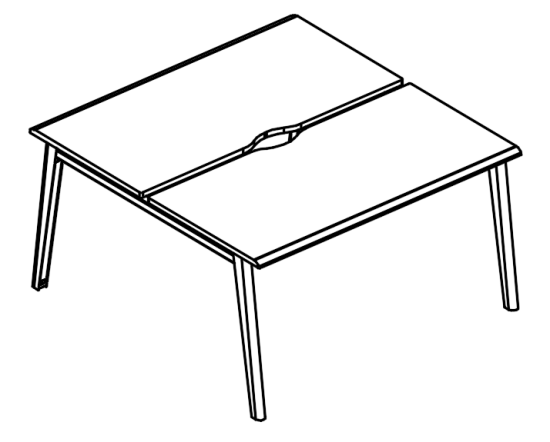 Рабочая станция (2х140) на опорах МТ 1 скос вяз либерти / белый, вставка мокко