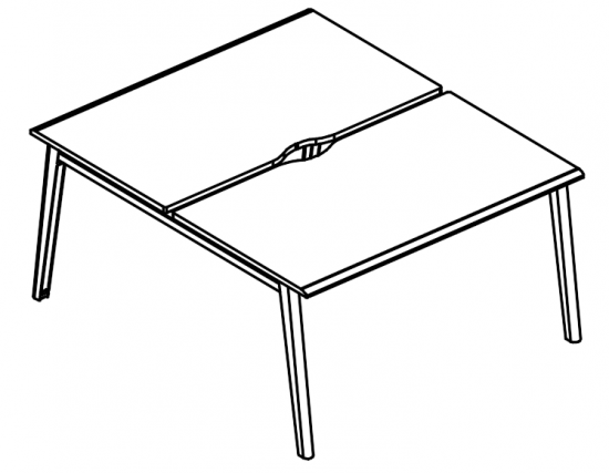 Рабочая станция (2х140)  на металлокаркасе МТ 1 скос вяз либерти / белый, вставка мокко