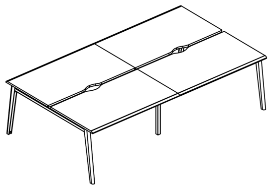 Рабочая станция (4х140) на каркасе МТ 1 скос вяз либерти / белый, вставка мокко